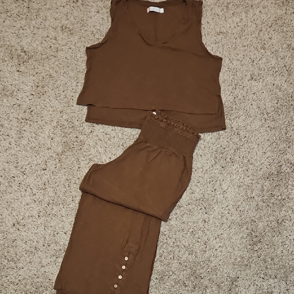 Free People Brown Two Piece Loungewear